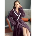 thumbnail image 3 of Unisex Long Color-Block Plush Shawl Collar Thickened Flannel Robe For Home, 3 of 5