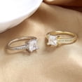 thumbnail image 5 of Womens Square Four-Claw Simulated Diamond Ring, Simple Fashion Copper Geometric Ring for Women, 5 of 8