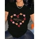 thumbnail image 1 of Camisetas de manga corta con estampado gráfico de corazón de Feliz Día de San Valentín para mujer, tops casuales para la vida diaria, 1 of 5
