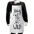 thumbnail image 1 of Bear Kids Apron, Dancing Animal Hand Drawn Style Little Stars Stay Wild Inspirational Words, Boys Girls Apron Bib with Adjustable Ties for Cooking Baking Painting, Charcoal Grey White, by Ambesonne, 1 of 2