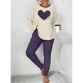 thumbnail image 3 of Plus Size Heart Fitted Long Sleeve And Long Pants Loungewear Set, 3 of 6