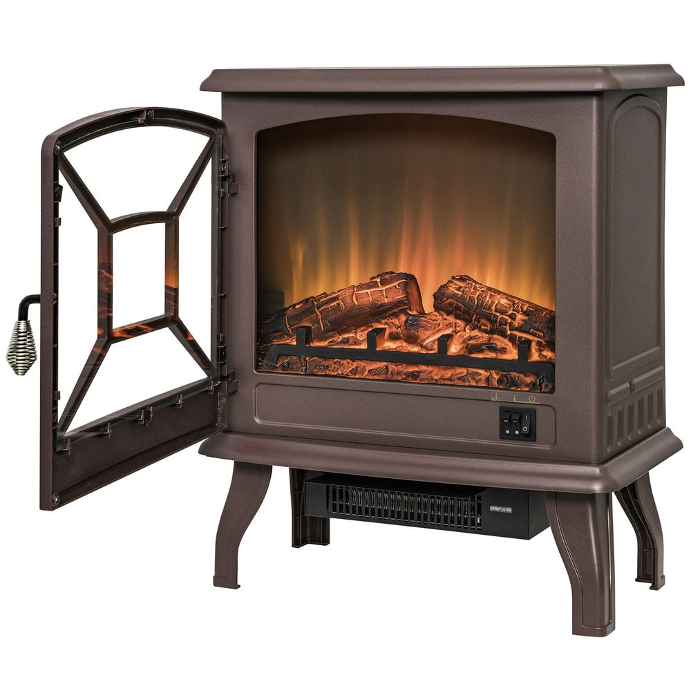 AKDY FP0082 20" Brown Freestanding Portable Electric Fireplace Firebox