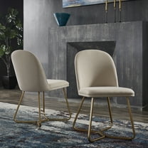 Weston Home Marquis Fabric and Metal Dining Chair, Set of 2, Beige/Gold