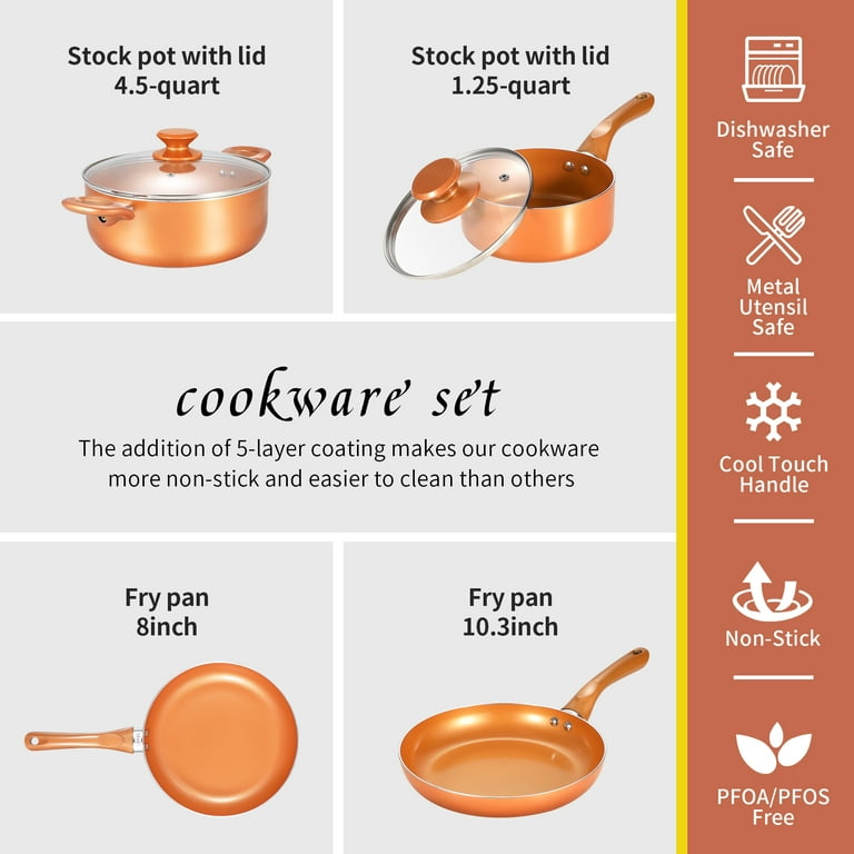 LovoIn 10 Pieces Non-Stick Aluminum Cookware Set & Reviews