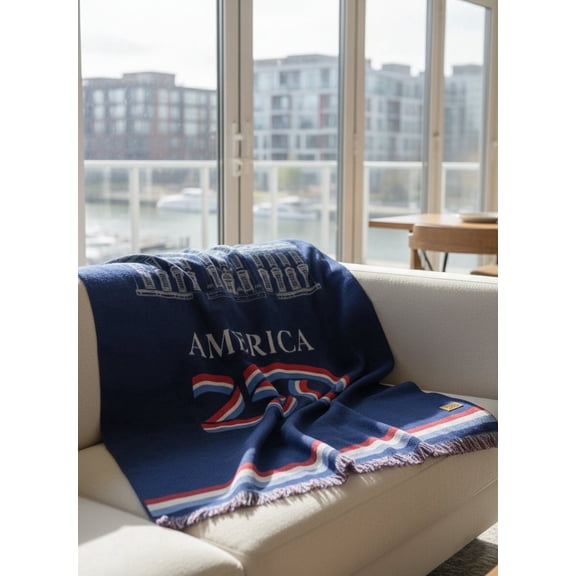 A250 Whitehouse Throw Blanket Official America 250 Emblem Ultra Soft Woven Throw Minimalist Patriotic Home Decor USA Gift Luxury Gift Home