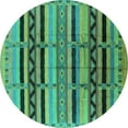 thumbnail image 1 of Ahgly Company Indoor Round Solid Turquoise Blue Modern Area Rugs, 5' Round, 1 of 4
