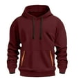 thumbnail image 2 of TOWED22 Men Hoodie Sweatshirt Casual Solid Color Hooded Sweater with Pockets Top Hoodie(Wine,XL), 2 of 9