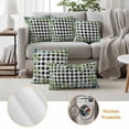 thumbnail image 6 of Eucalyptus Leaves Outdoor Waterproof Pillow Covers, Summer Botanical Black Checked Decorative Square Throw Pillowcase Sofa Cushion Sham for Patio/Couch/Chair, 16"x16" 2 Pack, 6 of 8