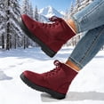 thumbnail image 4 of Gealkoca Women's Suede Lace Up Winter Snow Boots Warm Fur Lined Ankle Boots Comfortable Flat Shoes Non Slip Thick Sole Boots Outdoor, 4 of 5