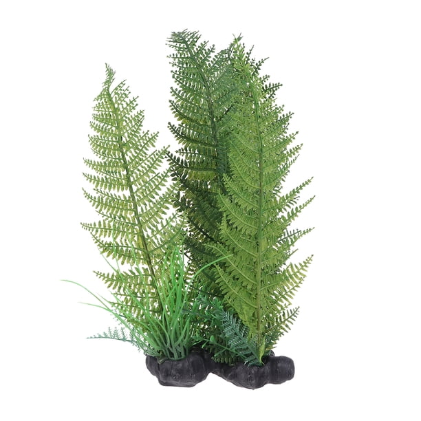 GOOHOCHY Adorno de césped artificial para terrario de reptiles, decoración para pecera de tortugas y reptiles - 35 cm (verde)