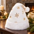 thumbnail image 4 of Snowflake Sequin Santa Hat for Adults Women Men, Plush Holiday Hats Personalized Christmas Hat Party Xmas Claus Hats, Soft Plush Velvet Xmas Hats, New Year Costume Party Decorations,Z3-Gold, 4 of 6