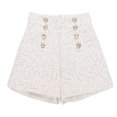 thumbnail image 1 of Pantalones cortos de pierna ancha con cierre de cremallera y cintura alta, decoración con botones delanteros, pantalones cortos con purpurina para mujer con bolsillos para fiesta diaria, 1 of 8