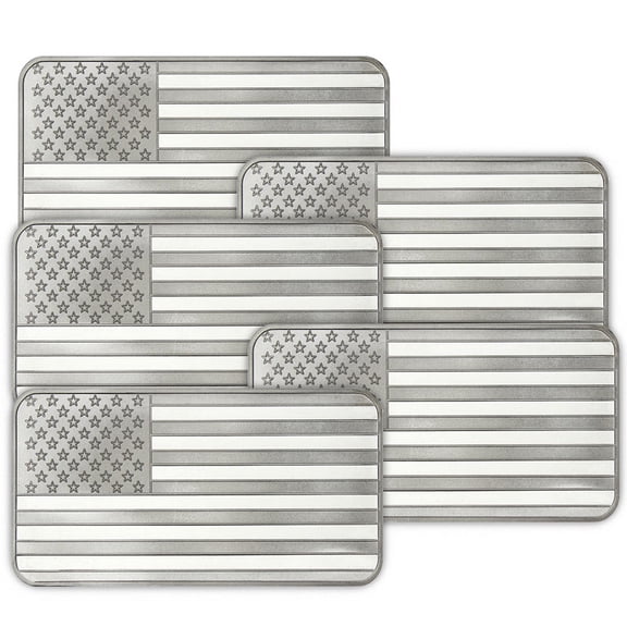 Lot of 5 - 10 Troy oz American Flag .999 Fine Silver Bar Sealed