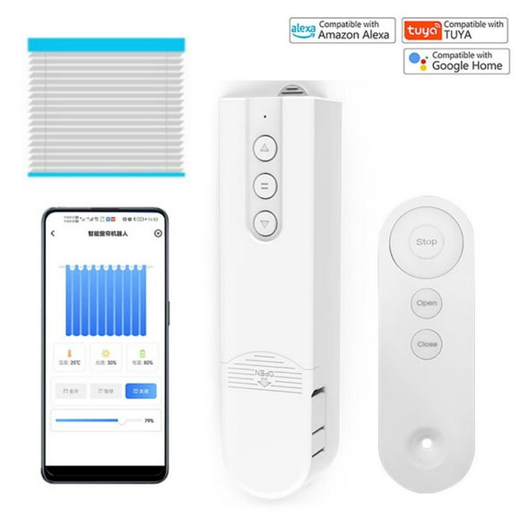 Fawoonu Tuya WiFi Smart Motor for Roller Blinds with App & Voice Control, USB-Powered, Remote & Schedule Functionality, Easy Installation for Existing Curtains.