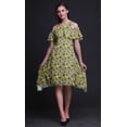 thumbnail image 4 of Bimba Robe Tunique Midi à Manches Flottantes Imprimé Géométrique Vert Épaules Dénudées pour Femmes - Très Grande Taille, 4 of 6