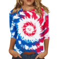 thumbnail image 4 of Independence Day Womens Tops Three Quarter Sleeve Shirt USA Patriotic Flag Graphic Print Top, 4 of 6