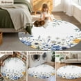 thumbnail image 6 of Blue Yellow Round Area&nbsp;Rug 5ft Flowers Eucalyptus Leaves Farmhouse Botanical Non-Slip&nbsp;Washable Circle Rugs Soft Felt Indoor Floor Mat for Bedroom Kitchen Living Room Bathroom, 6 of 9