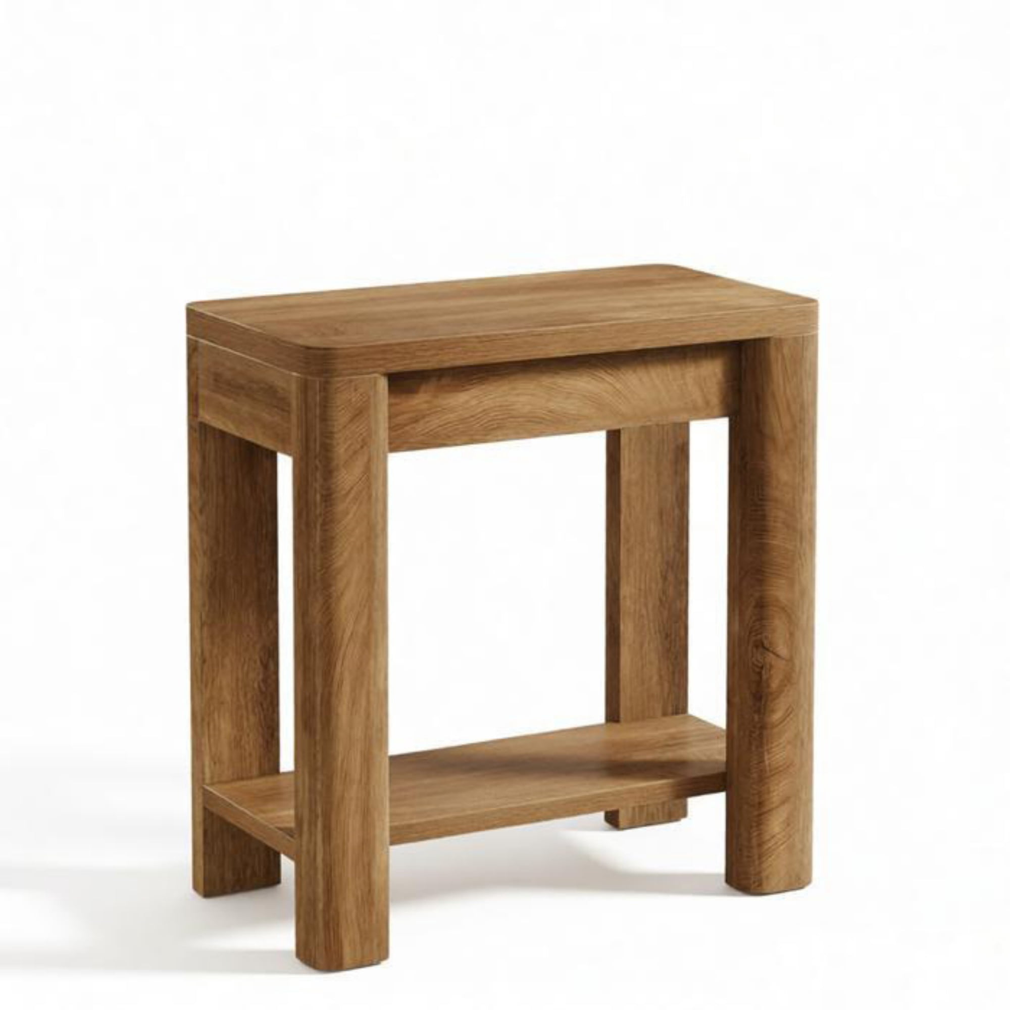 Wooden End Table with Storage Shelf, Farmhouse Side Table for Living Room