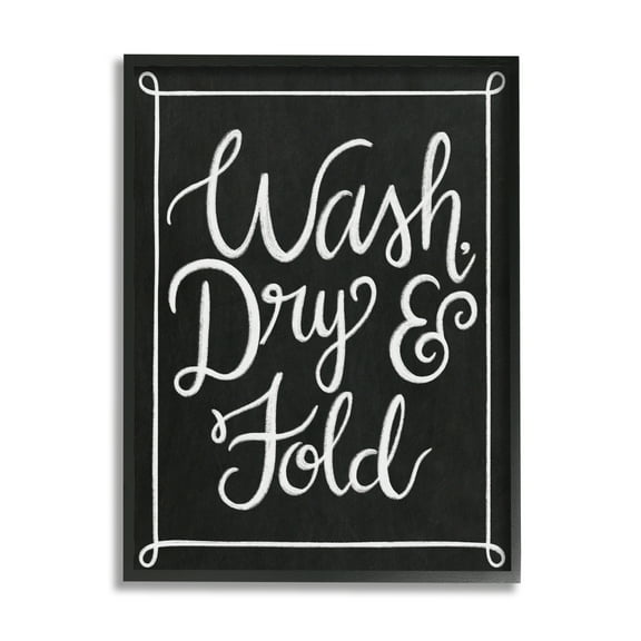 Stupell Industries Wash Dry & Fold Curved Loop Border Black White, 16 x 20, Designed by Taylor Shannon Designs