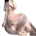 thumbnail image 2 of YM YOUMU Women Square Neck Smocked Flutter Sleeve Stars Tulle Princess Sweet A Line Dress, 2 of 4