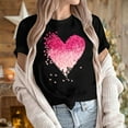 thumbnail image 6 of Itsame Womens Heart Printed T-Shirt Valentine's Day Short Sleeved Tops Round Neck T Shirt Black Size L, 6 of 8
