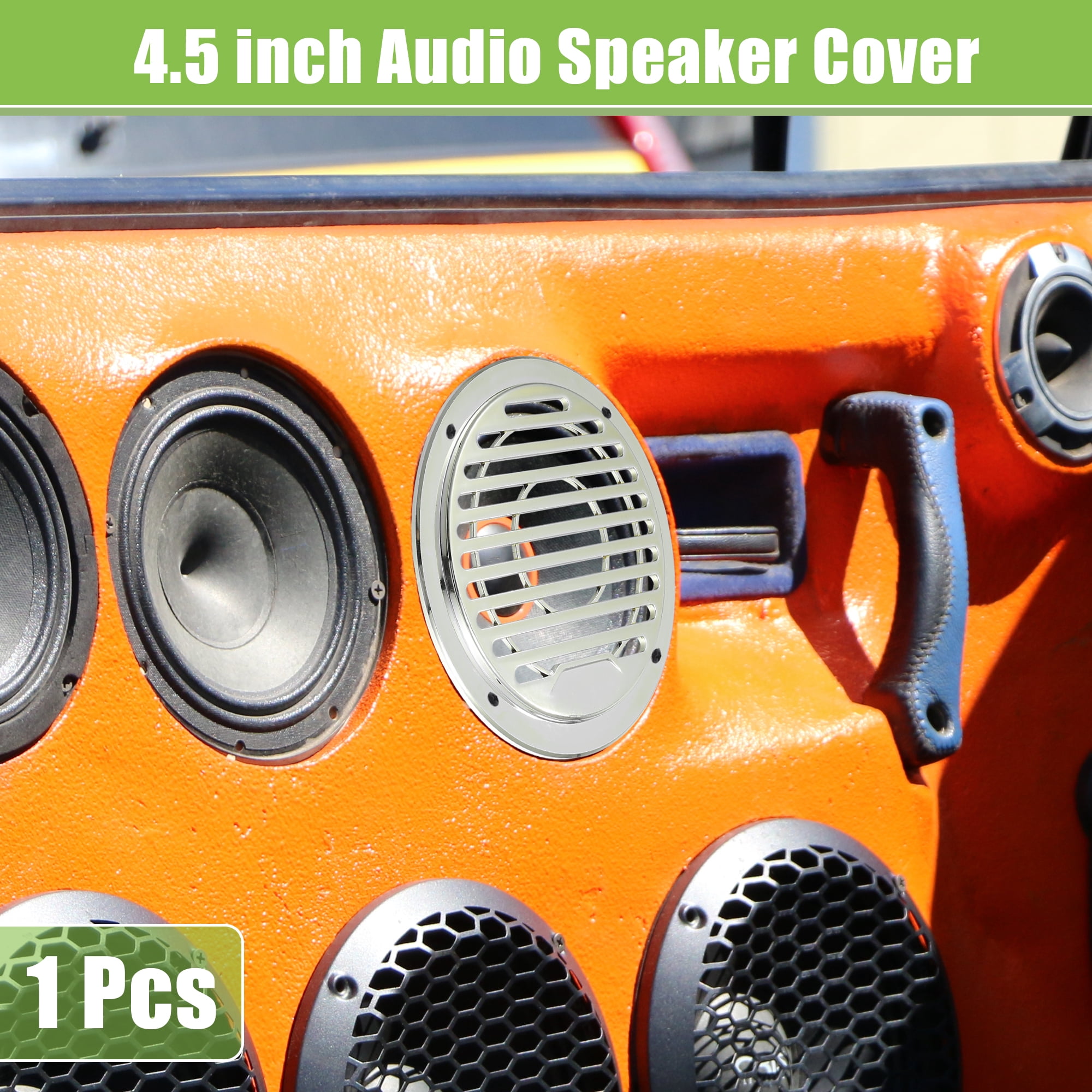 Unique Bargains Car Speaker Grills Cover Guard Protector with Mounting Screws Silver 4.5"