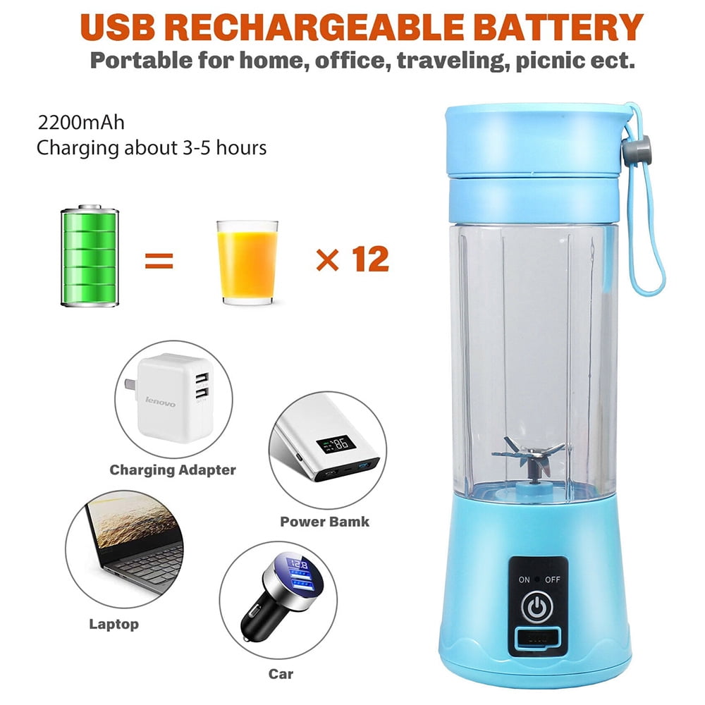 380ml 2/ 4/6 Blades Mini Portable Electric Fruit Juice Portable Blender USB  Rechargeable Smoothie Maker Blender Machine Sports Bottle Juicing Cup HH9  2134 From Seals168, $9.95