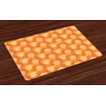 thumbnail image 1 of Ambesonne Oriental Place Mats Set of 4, Folk Style Hand Pattern, Standard Size, Orange Yellow and White, 1 of 5