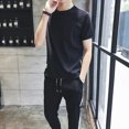 thumbnail image 3 of Camiseta ajustada elástica lisa para hombre, ropa elegante gris para hombre, conjuntos de pantalones casuales, camiseta fresca sin logotipo, ropa deportiva básica estética Kpop, 3 of 5