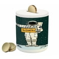 thumbnail image 1 of Funny Piggy Bank, Astronaut Hitchhiking Ride to Earth from Neptune Traveling Planets Space Illustration, Ceramic Coin Bank Money Box for Cash Saving, 3.6" X 3.2", Multicolor, by Ambesonne, 1 of 4