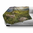 thumbnail image 3 of Mountain Soft Flannel Fleece Blanket, Small Tree Behind Boulders Hillside Grass Greenery Meadow Scenic Dramatic, Cozy Plush for Indoor and Outdoor Use, 50" x 70", Green Yellow Blue, by Ambesonne, 3 of 6
