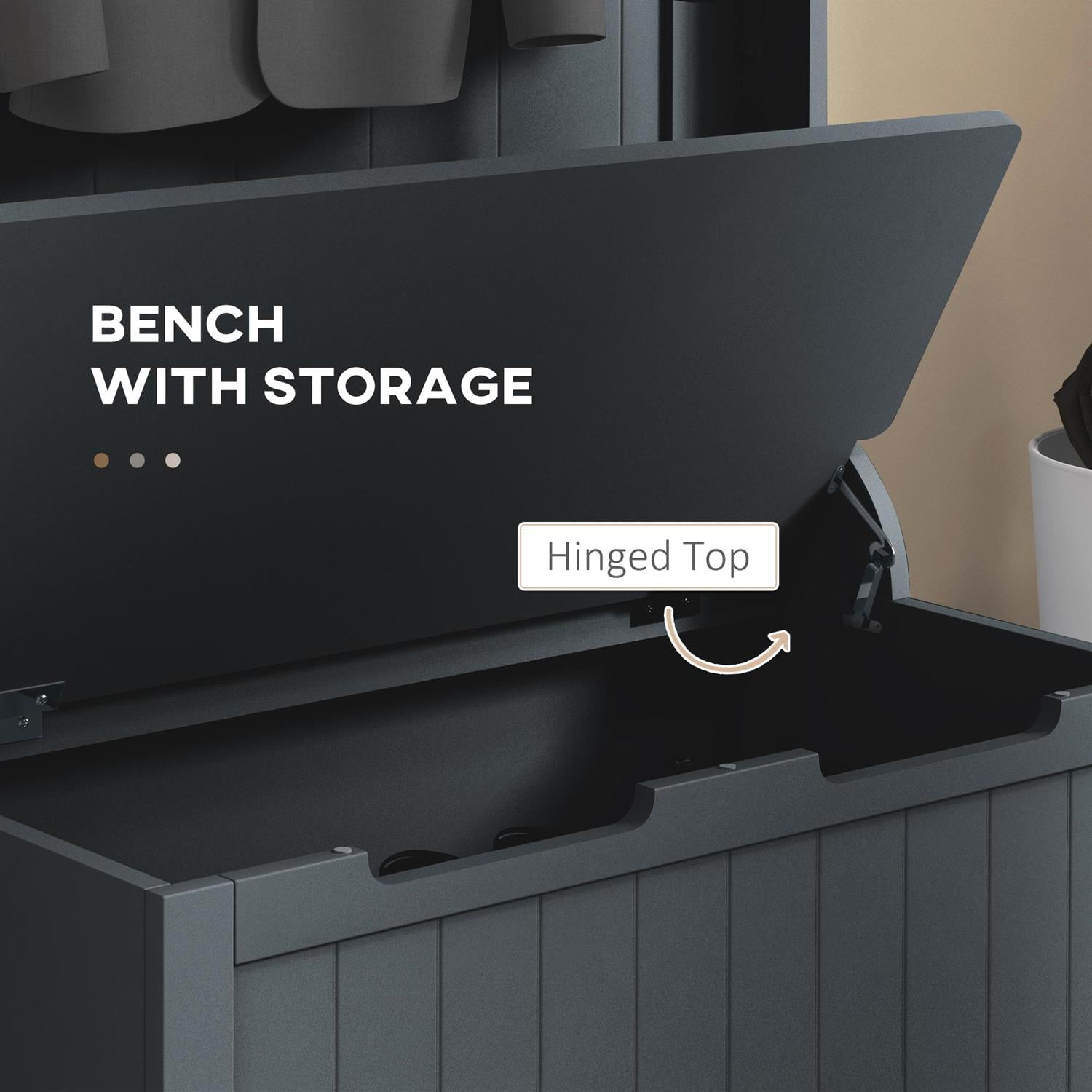 Demi Bonn 67" Hall Tree Coat Rack with Sitting Bench and Storage Hooks, Multi-Function Organizer for Home Entry, Mudroom Bench, Black