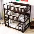 thumbnail image 4 of Leumius Twin over Twin over Twin Size Triple Bed Frame with Ladders and Guardrails,Detachable Bunk Bed for Boys Girls Espresso, 4 of 9