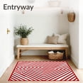 thumbnail image 3 of ODIKA 4'x6' Machine Washable Non-Slip Area Rug, Whimsical Cane Stripe Chevron Xmas Pair High Traffic Rug with Pad, Red, 627558, 3 of 8