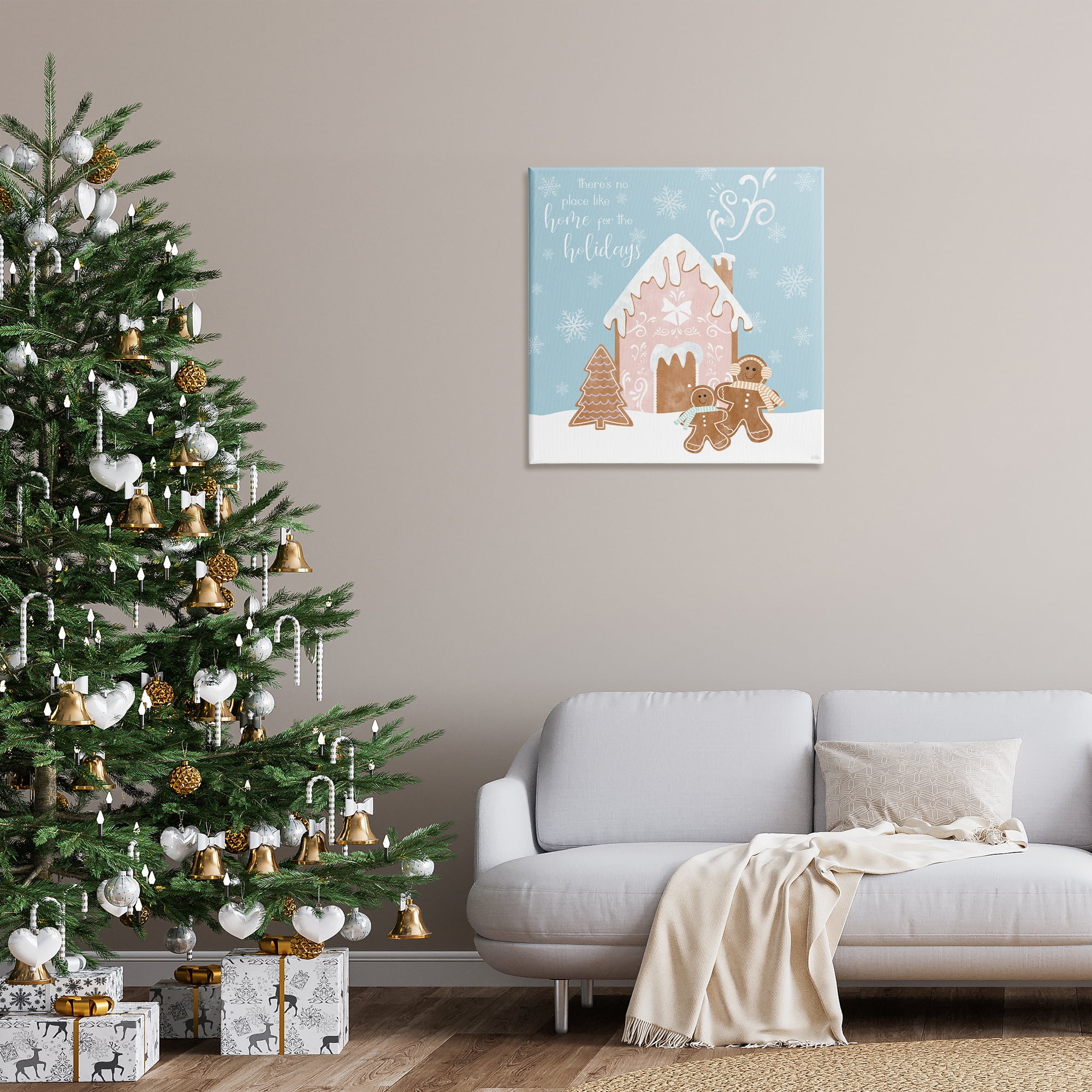 Stupell Industries Holiday Gingerbread Family Holiday Painting Gallery Wrapped Canvas Art Prints Wall Art, 30 x 30