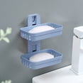 thumbnail image 4 of Fufafayo Double Layer Soap Box, Multipurpose Kitchen Bathroom Wall Mounted Soap Dish, Shower Rack Shelf Organizer, Strong Adhesive Sticker Storage Rack for Bathroom Kitchen Sink, 4 of 8