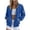 Blue, variant on Womens Classic Jacket Zipper Ribbed Cuff Outerwear Lightweight Baseball Coat