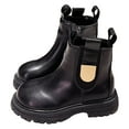 thumbnail image 6 of Linfrsh Boots for Girls Kids Work Boots Boys Girls Side Zipper Lace Up Work Boots Combat Boots for Toddler Girl Black,3.5, 6 of 6