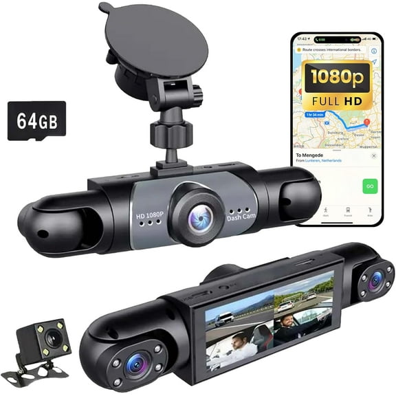 Saker Full View Car Dashcam System: 360° Full View Car Dashcam System - 4 Channel Dash Cam for Cars Front/Rear/Left/Right - Night Vision, Loop Recording, Parking Monitor
