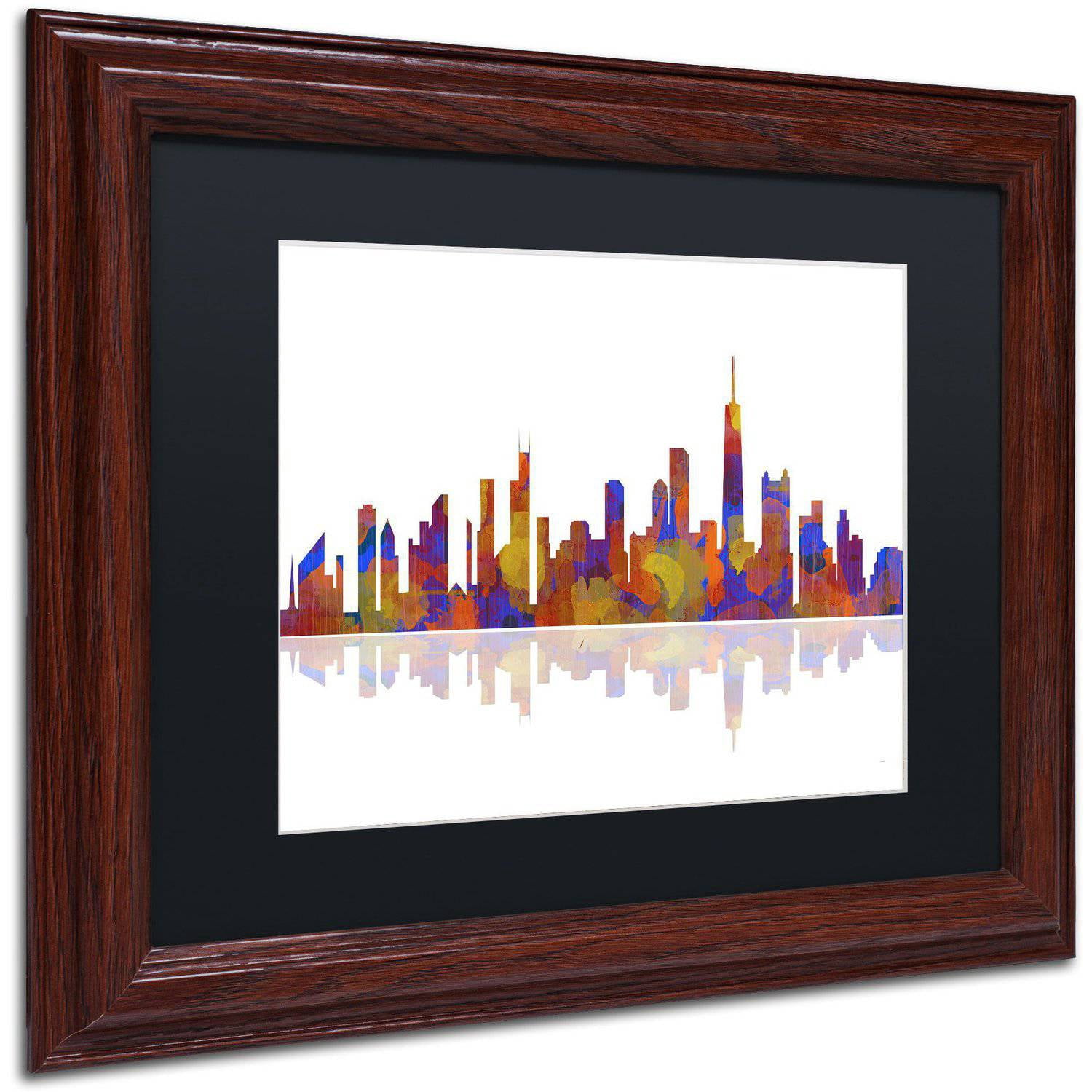 Trademark Fine Art "Chicago Illinois Skyline 2" Canvas Art by Marlene Watson Black Matte, Wood Frame