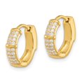 thumbnail image 2 of Sterling Silver Gold-tone 4mm CZ Hinged Huggie Hoop Earrings, 2 of 3
