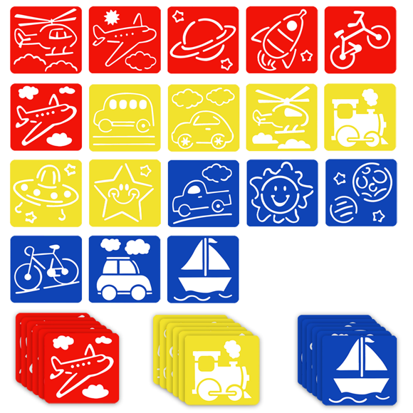 18 Pieces Stencils Kids Painting Stencils Set, 14 X 15 Cm Cartoon Painting Stencils, Reusable Painting Stencils Made Of Plastic, On Canvas, Paper, Walls And Wood