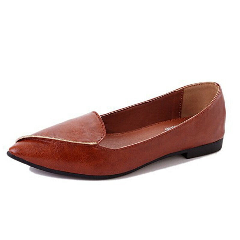 brown flat pointed shoes