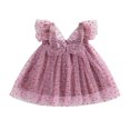 thumbnail image 1 of POINTERTECK Bébé Filles Tenues d'Anniversaire Mouche Manches Dot Imprimer une Ligne Princesse Robe 3D Papillon Décor Tulle Robe, 1 of 6