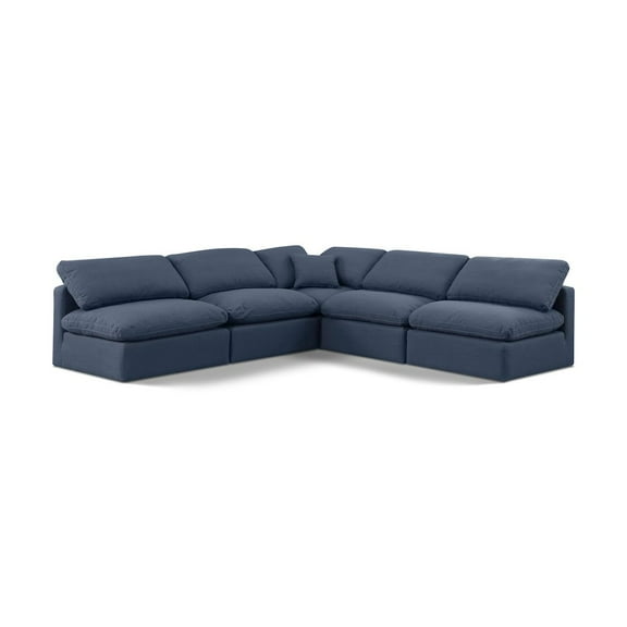 Meridian Furniture Indulge 169.5" Fabric L-Shaped Modular Sectional in Navy