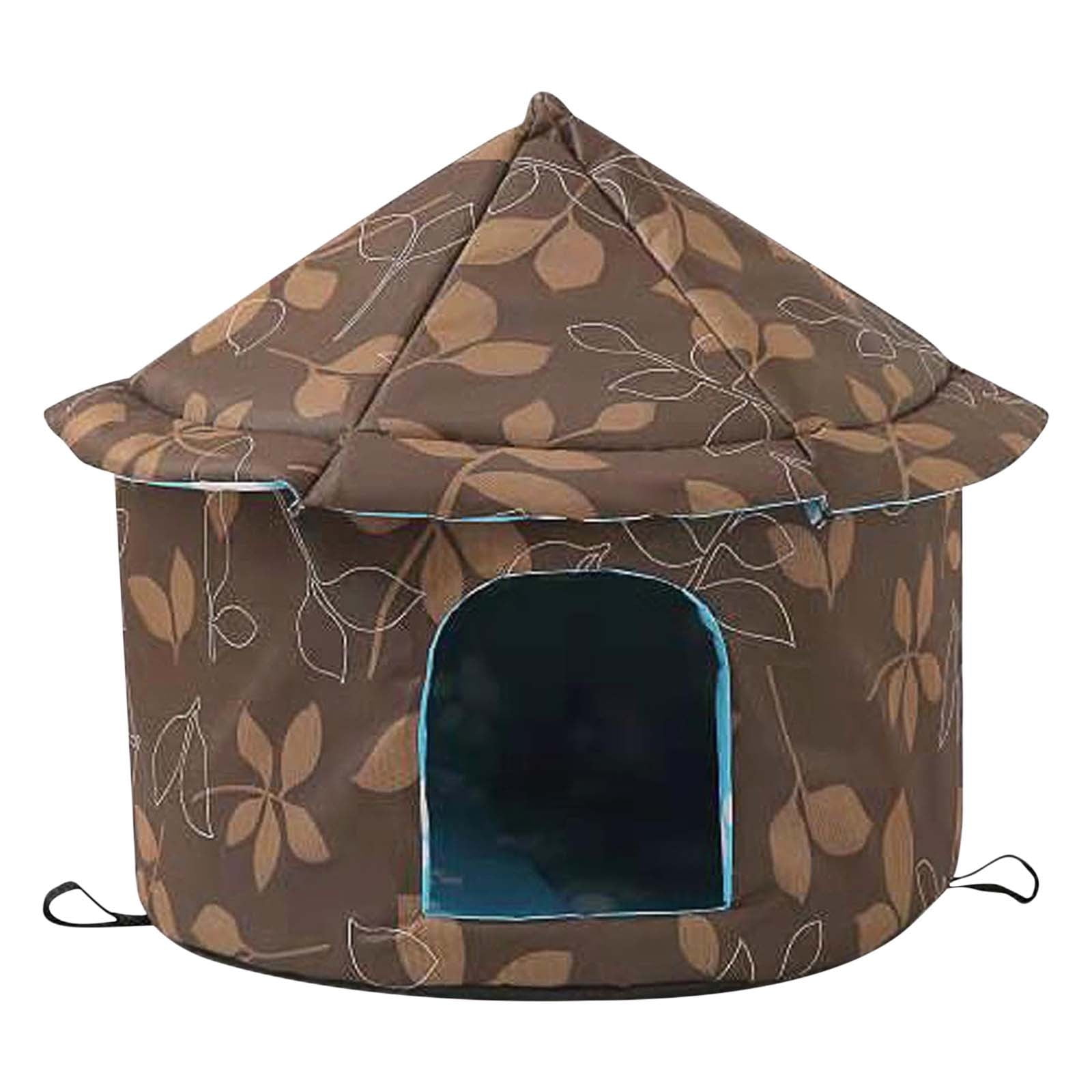 ZZkhGO Insulated Outdoor Cat House, Foldable Winter Shelter for Pets, Warm Padded Bed for Balcony Patio