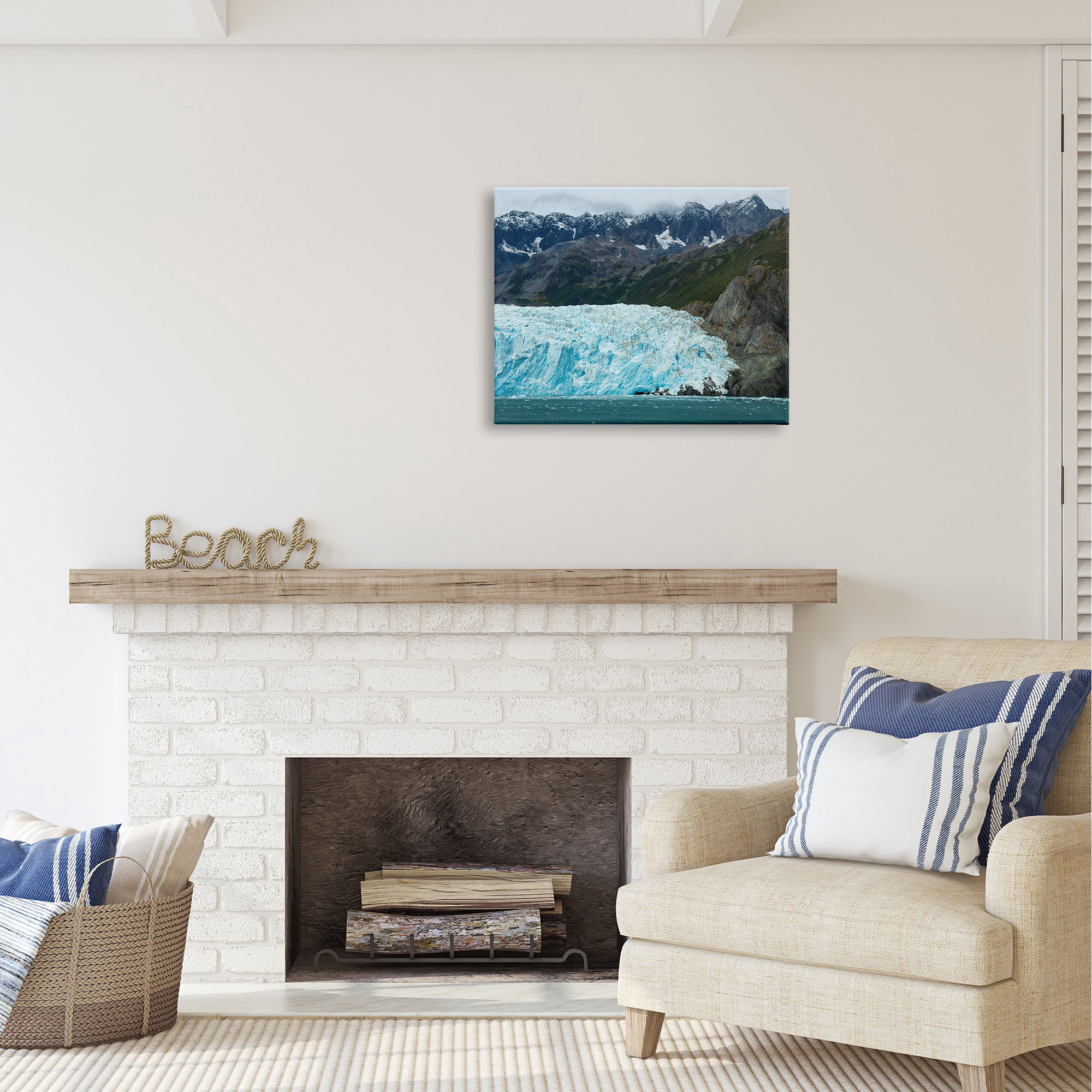 Stupell Industries Frozen Glacier Photography Nature Photography Gallery Wrapped Canvas Art Print Wall Art, 30 x 24