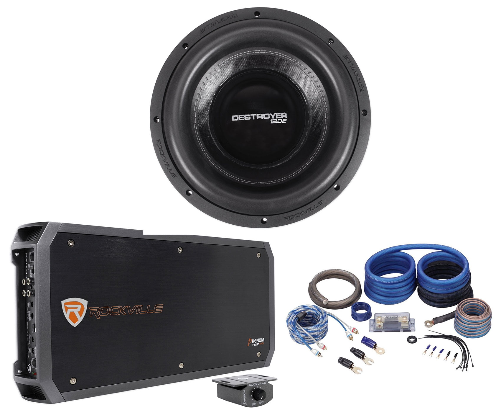 Rockville Destroyer 12D2 12" Competition Car Subwoofer+Mono Amplifier