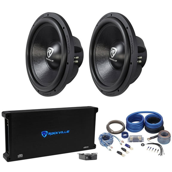 (2) Rockville W15K6D2 V2 15" 8000w Car Subwoofers Subs Mono Amplifier Amp Kit
