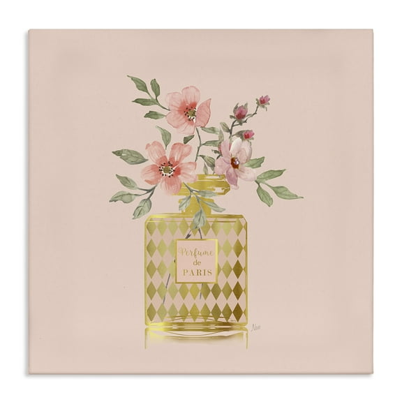 Stupell Industries Patterned Glam Floral Vase Botanical & Floral Painting Gallery Wrapped Canvas Art Print Wall Art, 17 x 17